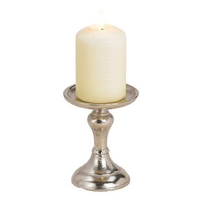 Metal candle holder silver (W / H / D) 9x11x9cm