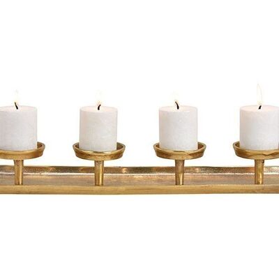 Advent arrangement, candle holders made of 4 metal gold (W/H/D) 57x8x13cm
