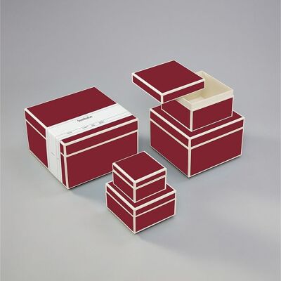 Set of 5 storage boxes, burgundy