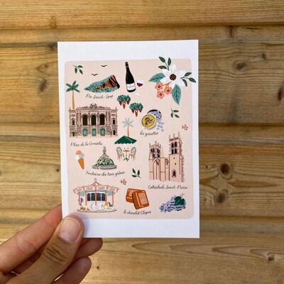 postal Montpellier ilustrada