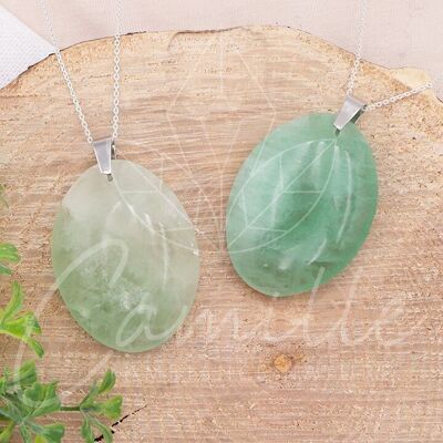 Flat Oval Green Fluorine Stone Pendant A 35 to 45mm (1 PIECE)