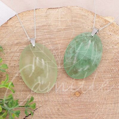 Flat Oval Stone Pendant Green Fluorine AA 35 to 45mm (1 PIECE)