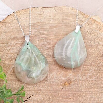 Garnierite Flat Stone Drop Pendant A 35 to 45mm (1 PIECE)