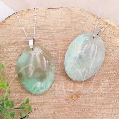 Flat Oval Garnierite Stone Pendant A 35 to 45mm (1 PIECE)