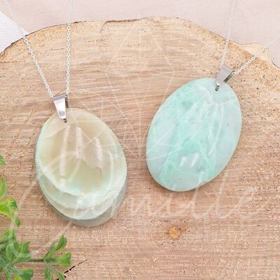 Garnierite Flat Oval Stone Pendant AA 35 to 45mm (1 PIECE)