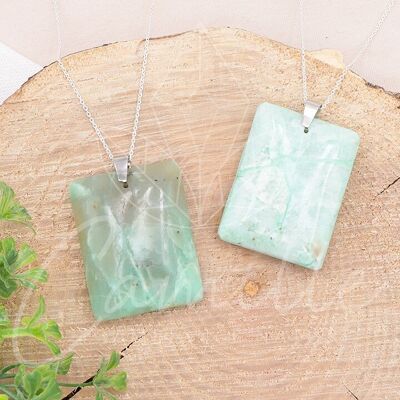 Garnierite Flat Rectangle Stone Pendant AA 35 to 45mm (1 PIECE)