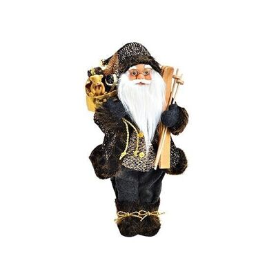 Santa Claus made of textile, black plastic, gold (W/H/D) 24x46x20cm