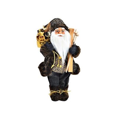 Nikolaus aus Textil, Kunststoff Schwarz, gold (B/H/T) 24x46x20cm