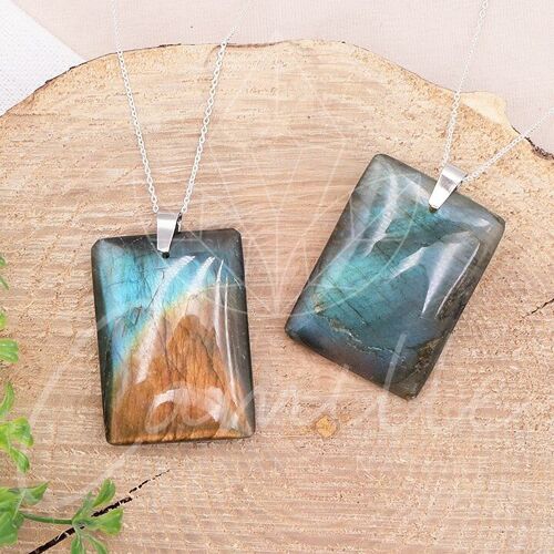 Pendentif Pierre Plate Rectangle Labradorite AA+ 35 à 45mm (1 PIECE)