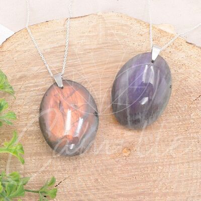 Flat Oval Stone Pendant Violet Labradorite AA+ 35 to 45mm (1 PIECE)