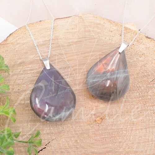 Pendentif Pierre Plate Goutte Labradorite Violette AA+ 35 à 45mm (1 PIECE)