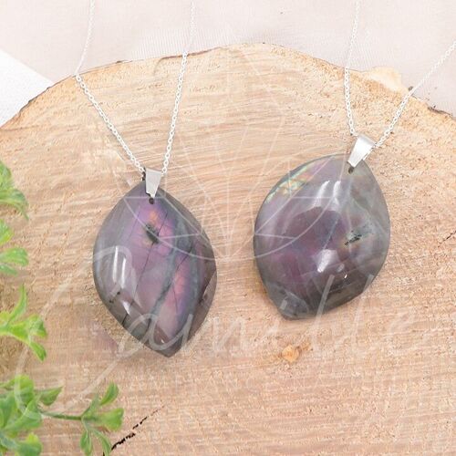 Pendentif Pierre Plate Forme Libre Labradorite Violette AA+ 35 à 45mm (1 PIECE)