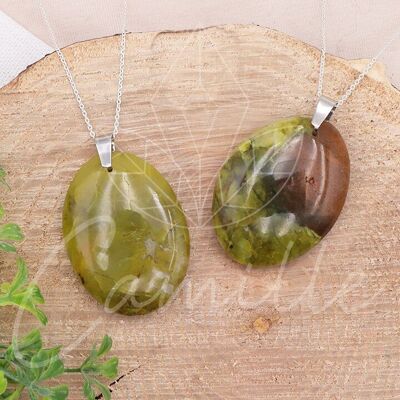 Flat Oval Green Opal Stone Pendant AA+ A 35 to 45mm (1 PIECE)