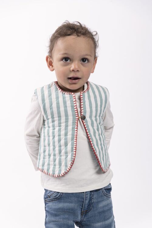 Gilet bébé quilt rayé vert