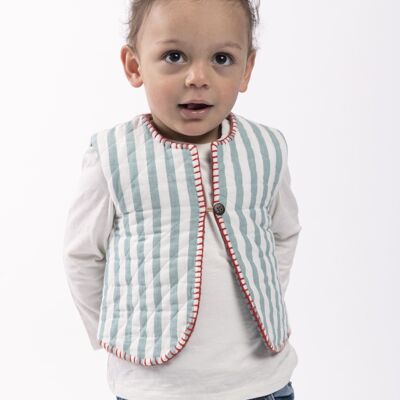 Gilet bébé quilt rayé vert