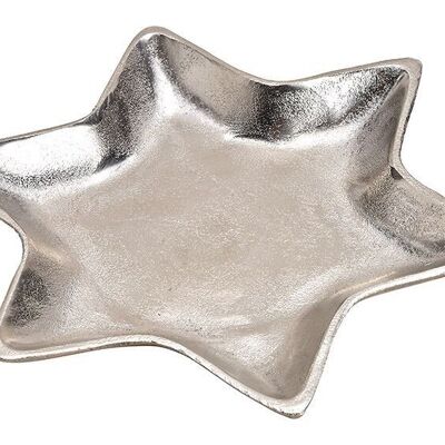 Decorative plate star made of metal silver (W/H/D) 26x2x26cm
