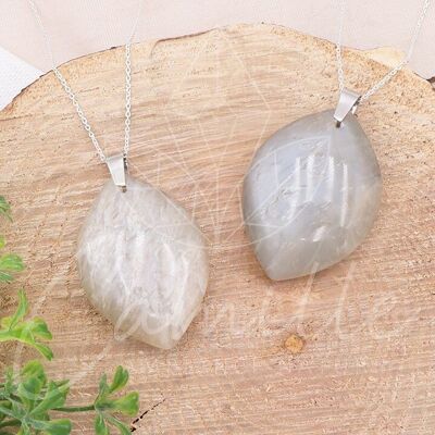 Free Form Platform Stone Pendant Beige Moonstone AA 35 to 45mm (1 PIECE)