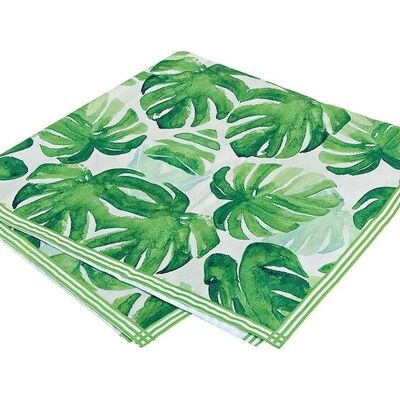 Nappe décor feuilles tropicales en textile vert (L/P) 90x90cm