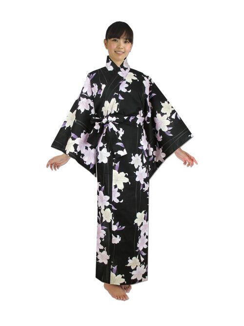 Yukata - Kimono japonais 100% coton motif Fleur de Lys