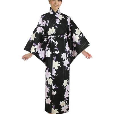 Yukata – Japanischer Kimono aus 100 % Baumwolle mit Fleur de Lys-Muster