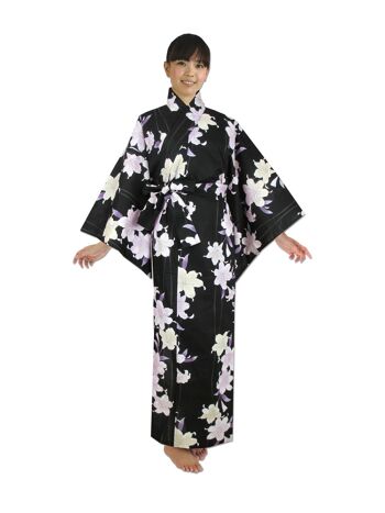 Yukata - Kimono japonais 100% coton motif Fleur de Lys 1