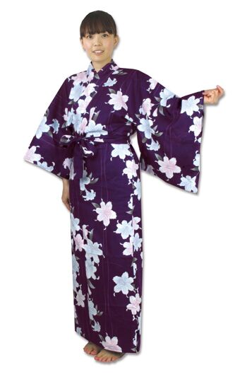 Yukata - Kimono japonais 100% coton motif Fleur de Lys 3