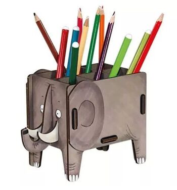 Boîte à crayons éléphant à quatre pattes en bois 1