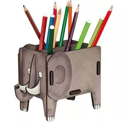 Boîte à crayons éléphant à quatre pattes en bois