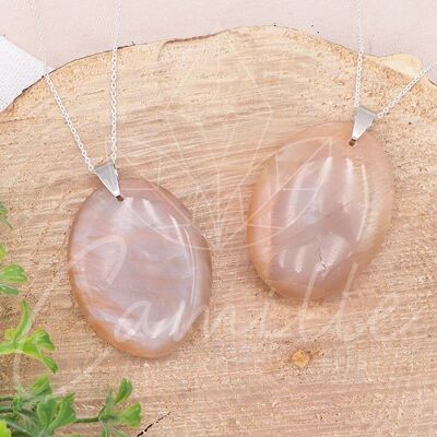 Flat Oval Stone Pendant Orange Moonstone AA 35 to 45mm (1 PIECE)