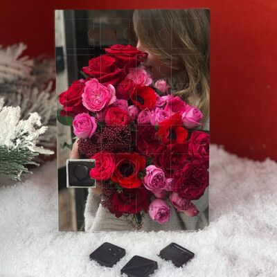 Calendario dell'Avvento Bouquet di fiori rossi e rosa