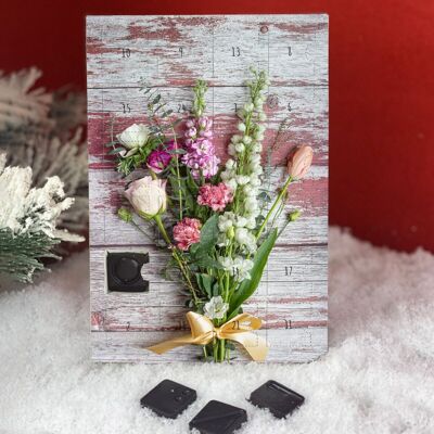 Calendario dell'avvento Bouquet di fiori su legno