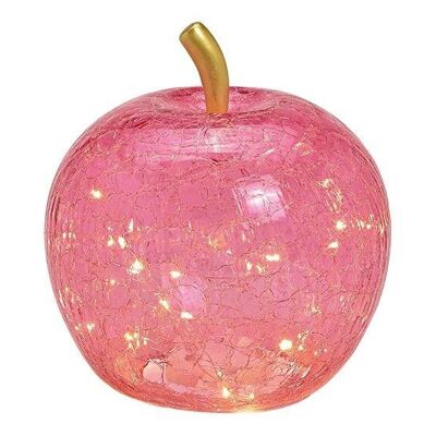 Pomme avec 30 LED, avec minuterie, en verre rose/rose (L/H/P) 22x24x22cm