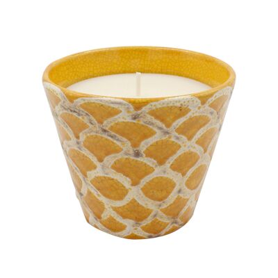 BOUGIE CERAMIQUE JAUNE AFRICAINE 20X16CM CITRONELA