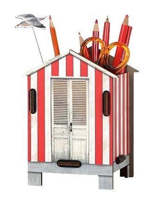 Stiftebox Strandhaus Rot aus Holz