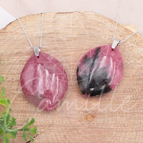 Pendentif Pierre Plate Forme Libre Rhodonite AA+ 35 à 45mm (1 PIECE)