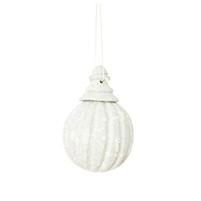 Pallina di Natale - Legno - Rotondo - Bianco - Fatto a mano - Appendiabiti natalizi bianco - M - Appendiabiti per albero di Natale - Scimmia hippie