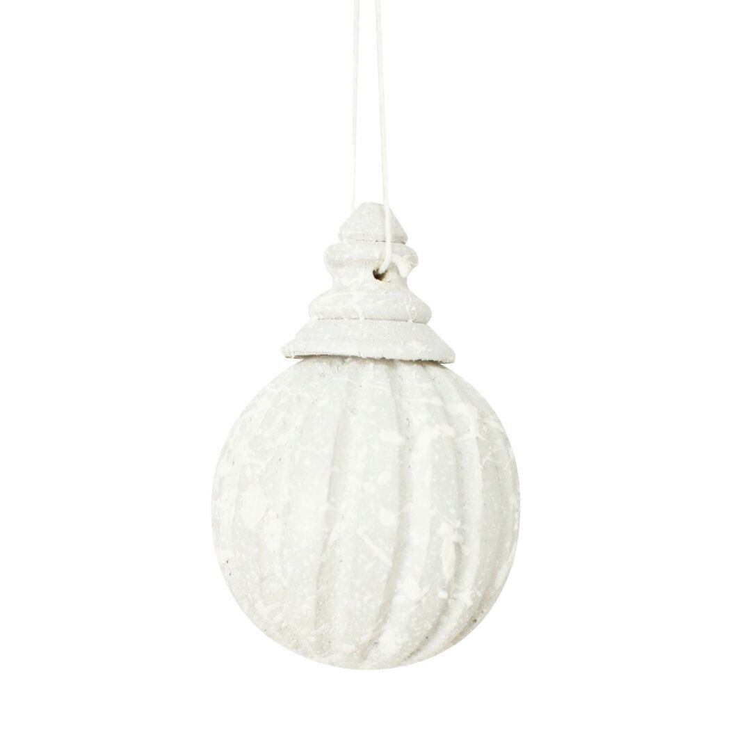 Pallina di Natale - Legno - Rotonda - Bianca - Fatta a mano - Appendiabiti natalizi bianco - L - Appendiabiti per albero di Natale - Scimmia hippie