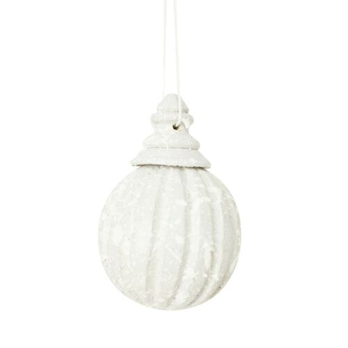 Christmas Bauble - Wood - Round - White - Handmade - The White Xmas Hanger – L – Christmas Tree Hanger - Hippie Monkey