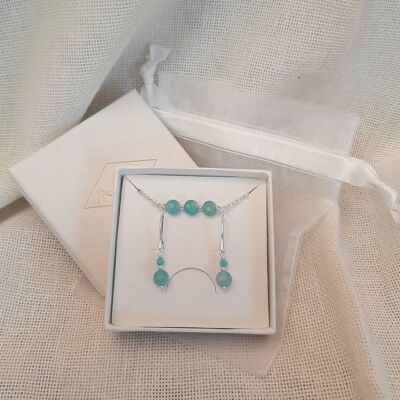 925 Silver and Amazonite Earrings and Bracelet Gift Box