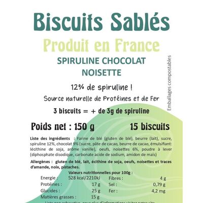 Sablés Spiruline chocolat-noisette X15
