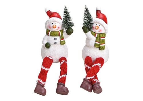 Kantenhocker Schneemann aus Poly Rot 2-fach