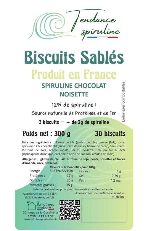 Sablés Spiruline chocolat-noisette X30