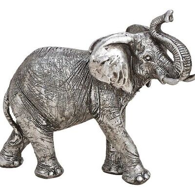 Éléphant en poly argent (L / H / P) 21x17x7cm