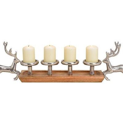 Advent arrangement deer made of metal, mango wood silver (W/H/D) 75x18x11cm
