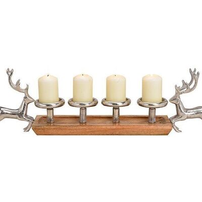 Advent arrangement deer made of metal, mango wood silver (W/H/D) 75x18x11cm