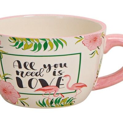 Planter cup with flamingo motif made of ceramic colored (W / H / D) 21x10x16cm