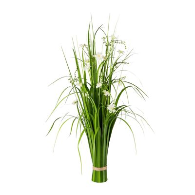 Grass bush with Cosmea 86cm H made of plastic green