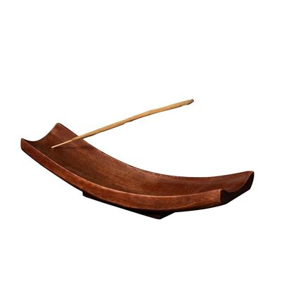 Natural mango wood incense holder with base