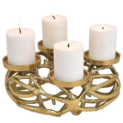 Advent wreath, candle holder made of gold metal (W/H/D) 30x11x30cm