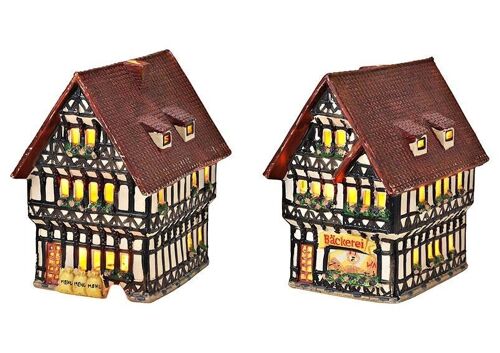 Lichthaus Baeckerei Porzellan mit Glasscheibe 11x16x17cm